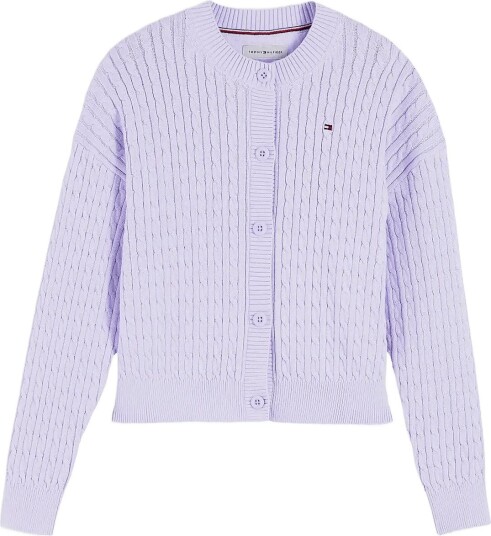 Tommy Hilfiger Cable Cotton Knit Cardigan LAVENDER ICE 128
