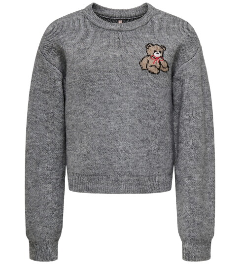 kids ONLY Medium Grey Melange Teddy Kogteddy L/S Pullover Knt Noos 122 128