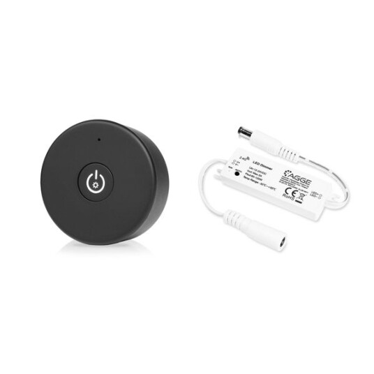 Driver til LED stripe AGGE Single Colour Mini Controller RF 2,4 GHz Driver + Remote control Dimming One Key Black