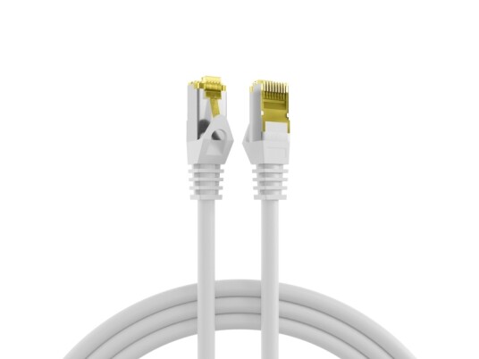 Rj45 Patchkabel S/Ftp Cat.6A Lszh Cat.7 Råkabel 0,15M Hvit Den Skjermede Cat.6A Rj45 Patchkabelen Sikrer Svært Gode Egenskaper For 10 Gigabit Ethernet Applikasjoner. Den Støpte Gjennomføringen Imponerer Med Sin Slanke Utforming Og Forenkler Der MK7001.0.1