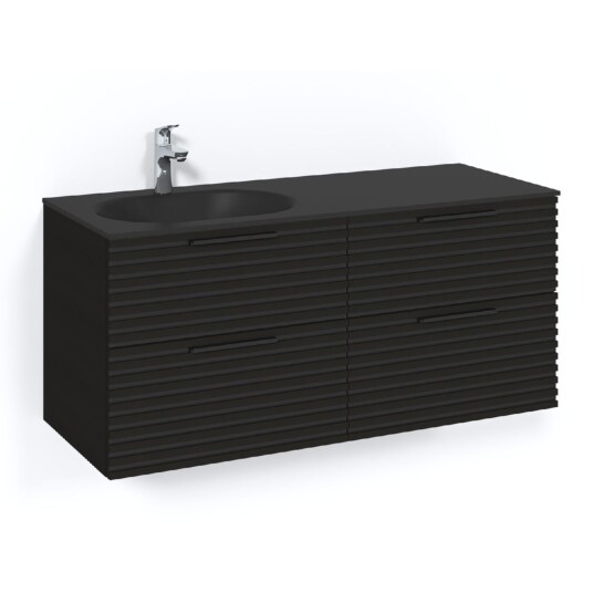 Macro Design Crown Stripe Servantskap 4-skuff - med Venstre Glasservant 120cm Svart eik / Glass Edge