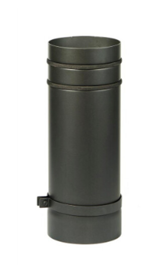 Ø150mm Teleskoprør peisrør rett 40cm m/klammer sort