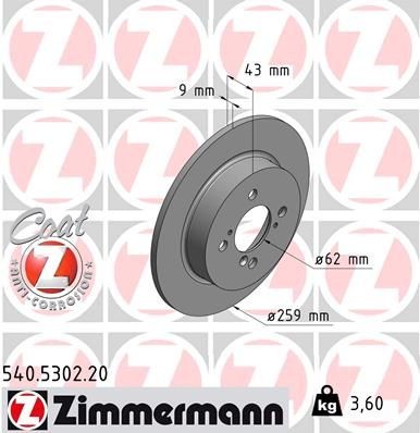 Bremseskive ZIMMERMANN 540.5302.20