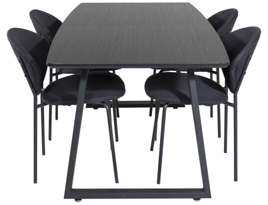 Venture Design Inca & Vault spisegruppe Svart/svart 4 st stoler & bord 160 x 85 cm
