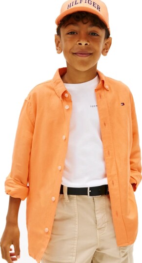Tommy Hilfiger Linen Blend Relaxed Shirt Ls Orange 104