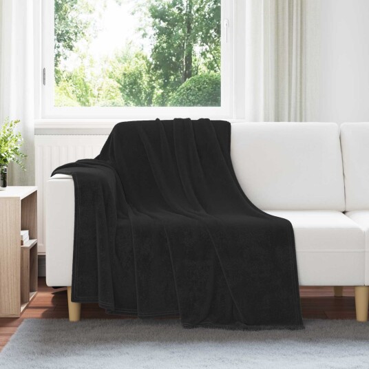 vidaXL Kastteppe Svart 150 x 200 cm Fleece