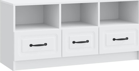 TV skap med skuff Hvit 102 x 34,5 x 47 cm Konstruert tre TV skap med skuff Hvit 102 x 34,5 x 47 cm Konstruert tre