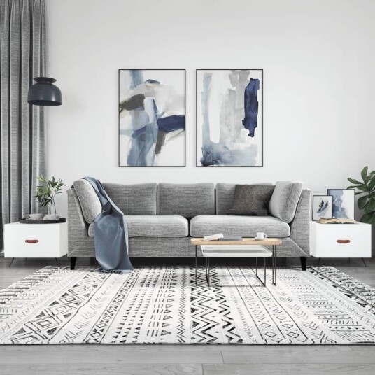 Salongbord 2 stk høyglans hvit 50x50x40 cm konstruert tre 8720845427986
