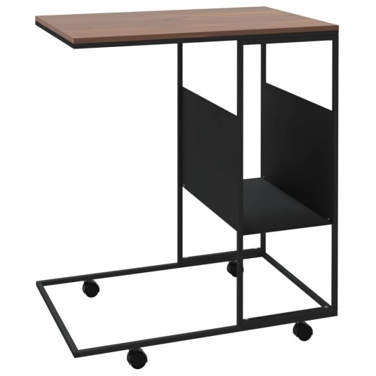 vidaXL Sidebord med hjul svart 55x36x63,5 cm konstruert tre