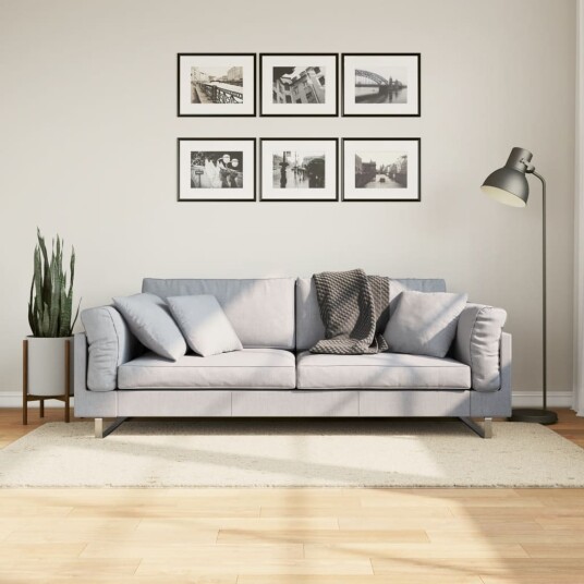 vidaXL Flossteppe med lang luv moderne kremhvit 80x150 cm