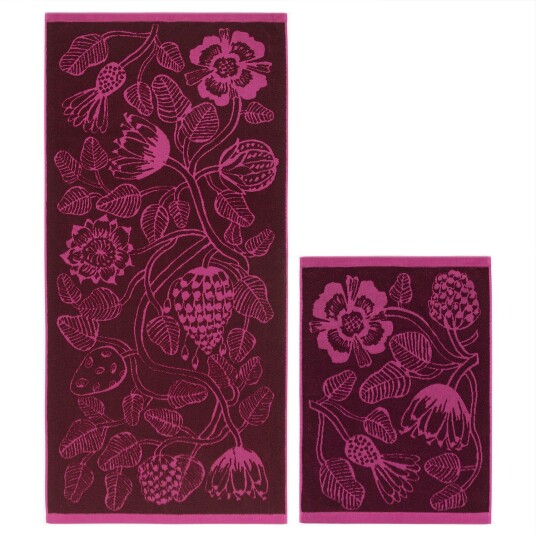 Marimekko Tiara Terry Håndklesett 2 Deler Rosa/Vinrød