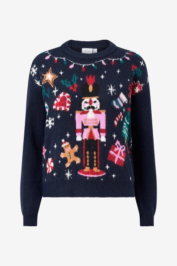 Vila Julegenser viTin L/S Christmas Knit/ka Blå