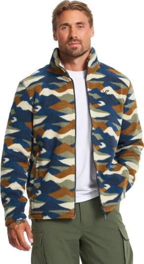 RevolutionRace Moss Graphic Pile Fleece Jacket Herre Deep Navy/Monk's Robe Størrelse:S Herre > Overdeler > Fleece & midlayers