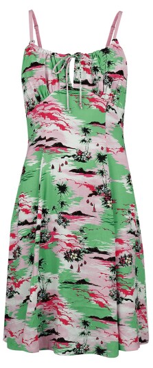Hell Bunny Rockabilly Middellang kjole Kai Knee Dress XS til 4XL Damer flerfarget