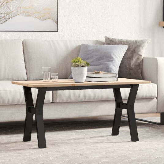 Salongbord Y-ramme 90x40x45 cm heltre furu og støpejern 3282708