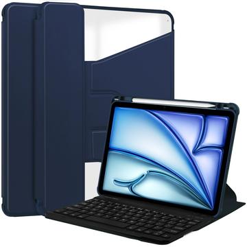 iPad Air 11 2024/2025 360 graders roterende smartveske med Bluetooth tastatur Mørkeblå
