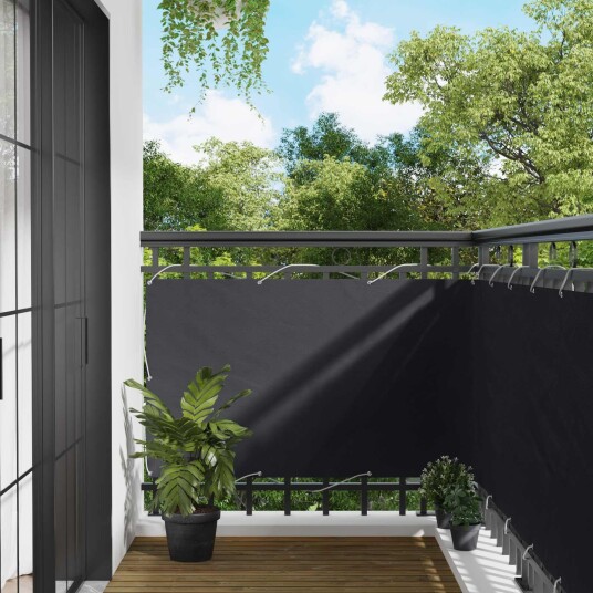 vidaXL Balkong Skjerm Svart 100 x 300 cm Oxford Stoff
