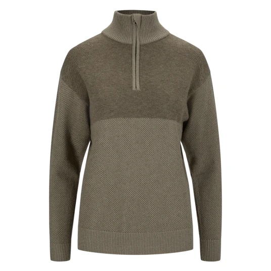 Tufte Wear Robin Stitch Half Zip-Ullgenser Dame - 302 Vetiver/Olive Night S Tufte Wear Robin Stitch Half Zip-Ullgenser Dame - 302 Vetiver/Olive Night S