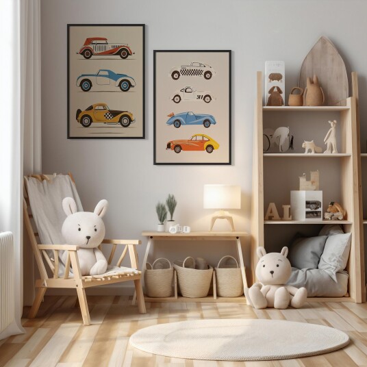 Namly Design Plakat Vintage Biler Sett / Sett av 2 POSTERQETXIK