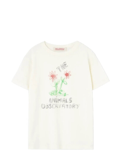 THE ANIMALS OBSERVATORY Flowers White Rooster T-Shirt - White - 4 Y