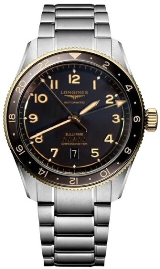 Longines Herreklokke L3.812.5.53.6 Spirit Zulu Time Sort/Stål Ø42 mm