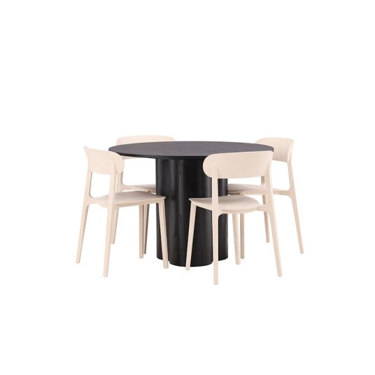Venture Home Spisegruppe Venture Home Olivia Ø 110 cm med 4 Åstol Stoler GR23113