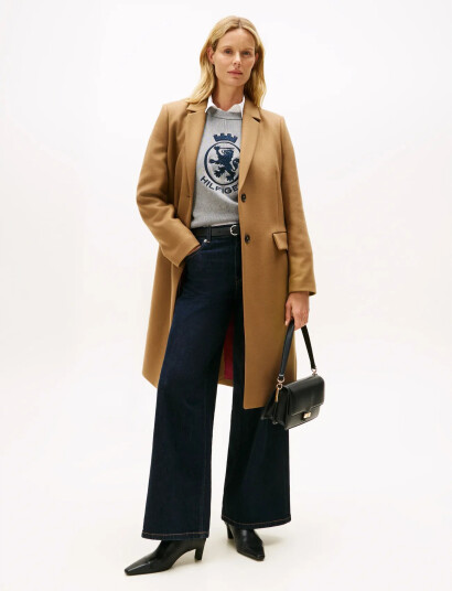 Tommy Hilfiger Classic Sb Wool Reg Coat Beige 36 Tommy Hilfiger Classic Sb Wool Reg Coat Beige 36