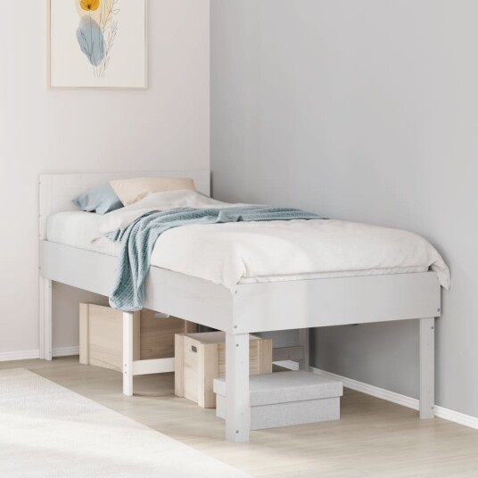  Sengeramme uten madrass hvit 75x190 cm heltre furu 8721158397584