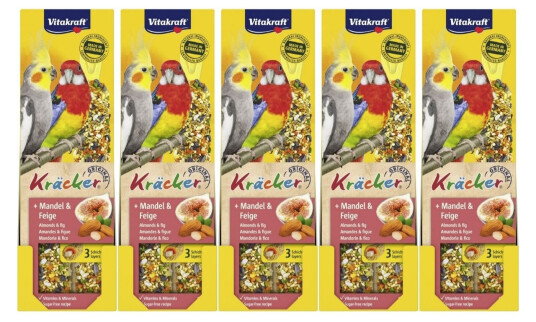 Vitakraft Bird Treats 5 X Kräcker Almond And Fig For Parakeets (Bundle)