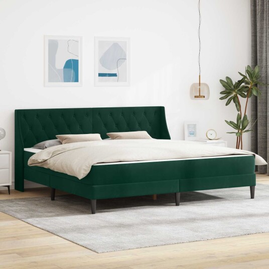 vidaXL Sengeramme med madrass Mørkegrønn 200 x 200 cm Fløyel vidaXL Sengeramme med madrass Mørkegrønn 200 x 200 cm Fløyel