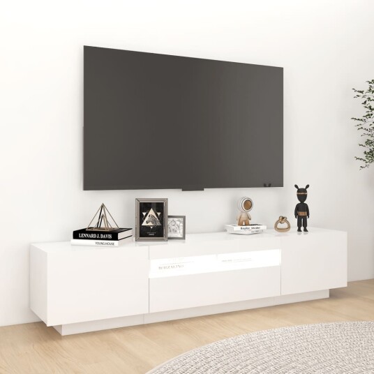 vidaXL TV-benk med LED-lys hvit 180x35x40 cm
