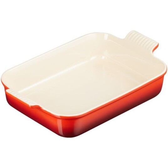 Le Creuset Heritage rektangulært fat 32 cm cerise
