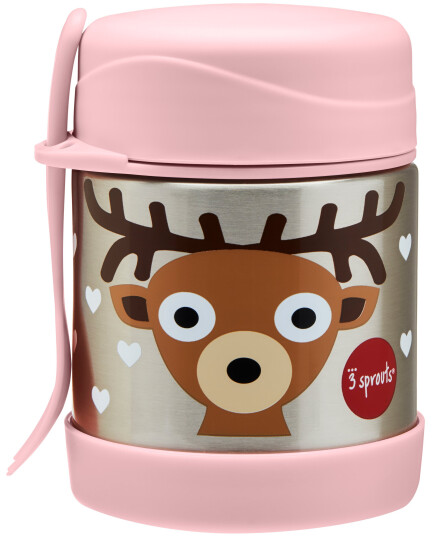 3 Sprouts Stainless Steel Food Jar and Spork Pink Deer