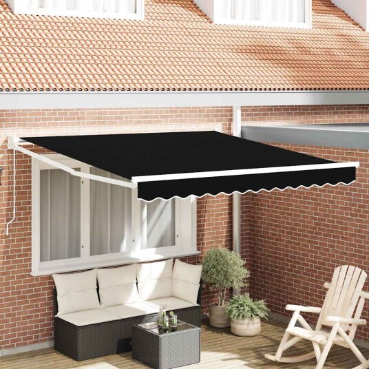  manuell uttrekkbar markise svart 350x250 cm  markise erstatningsstoff for 3,5x2,5 m ramme svart