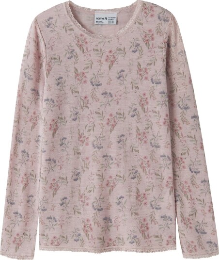 Name It Genser Ull NkfWang Violet Ice/Blomster + Blader Name It 7 8 år (122 128) Genser Lilla Rosa