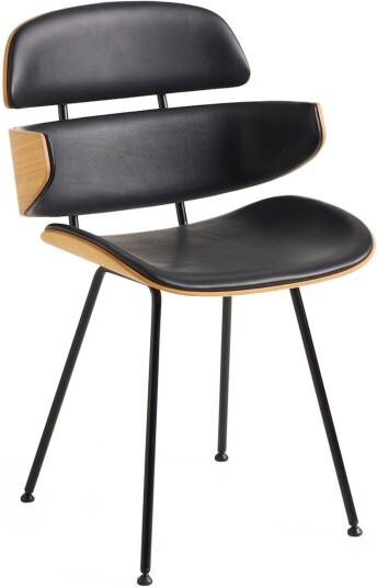 Naver Collection - Midas Karmstol Oljad Valnöt Sits I Select Läder Svart Underrede Pulverlackerat Stål Spisestoler Susanne Grønlund Lær/metall/tre