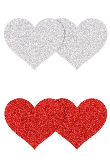 Pretty Pasties Glitter Hearts Red Silver 2 Pair Pretty Pasties Glitter Hearts Red Silver 2 Pair