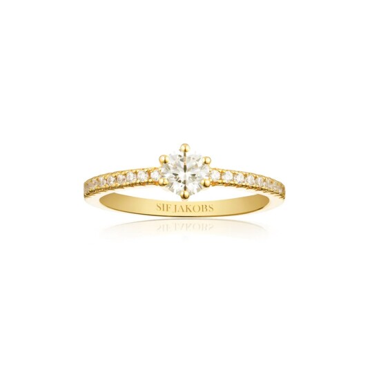Sif Jakobs ELLERA UNO GRANDE Ring 18 kt. Gullforgylt sølv SJ-R42282-CZ-YG-58 - Dame - 925 sterling silver