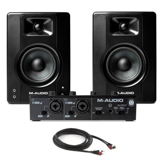 M-Audio M-Track Duo USB-Grensesnitt med M-Audio BX4 Studiomonitorer M-Audio M-Track Duo USB-Grensesnitt med M-Audio BX4 Studiomonitorer