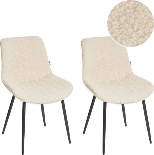 Sett med 2 spisestuestoler Dubrovnik - Beige, svart/Bouclé