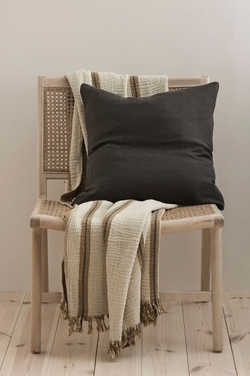 Ellos Home Putetrekk Candice Zip i vasket lin 50x50 cm Svart