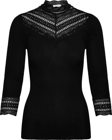 Rosemunde Rwbenita Silk 3/4 Turtleneck Lace Top Black S Rosemunde Rwbenita Silk 3/4 Turtleneck Lace Top Black S