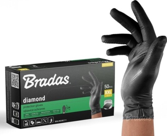 Bradas Diamant Nitril Hansker Sort Xxl 10 11 / 50 Stk.