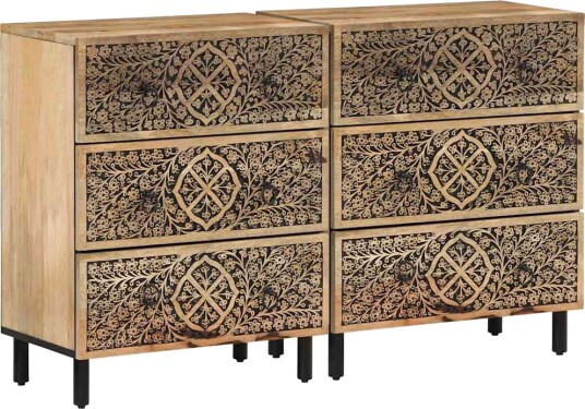 Sideskap 2 stk 60x33x75 cm heltre mango