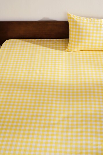 Jotex Stretchlaken Økologisk Sitrongul/naturhvit LAUREN 19308891023