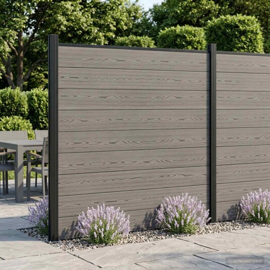 vidaXL Gjerdesett 699 x 186 cm WPC og Aluminium Grå