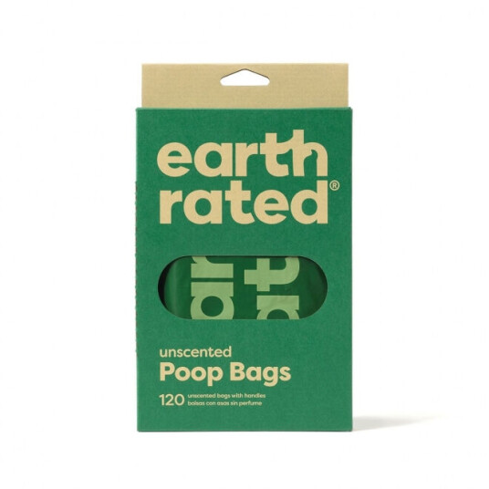 Earth Rated Uparfymert Hundeposer med Håndtak 120-pakk økologisk