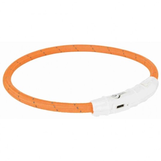 Trixie LED-halsbånd USB Flash Lysring til hund 45cm Oransje M-L