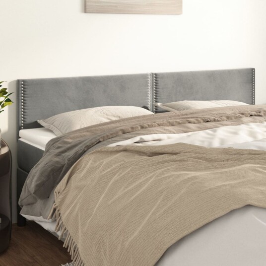 Hodegavler 2 stk lysegrå 90x5x78/88 cm fløyel