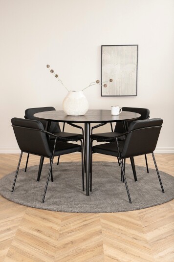 Venture Home Spisegruppe Dipp med 4 Tvist spisestoler Svart Venture Home Spisegruppe Dipp med 4 Tvist spisestoler Svart